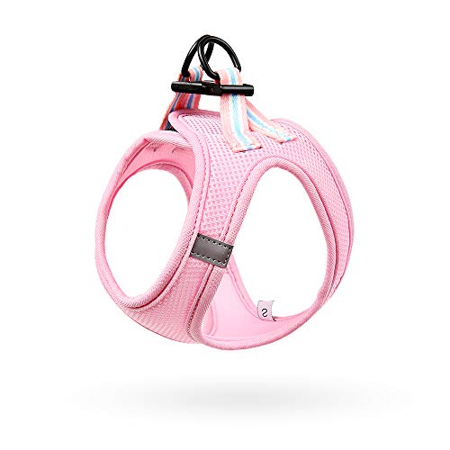 HEELE Arnés Gato Chaleco Gatito Perro Pequeño Ajustable Suave Acolchado Cómodo para Viajar Pasear con Mascota Pequeña Cachorro Chihuahua, Rosa, XS