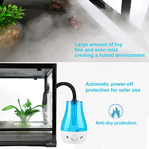 HEEPDD Humidificador de Reptiles, Tanque de Agua 3L sin Ruido Niebla fría Que Hace la máquina con botón Ajustable para lagartos Camaleones Serpientes Terrario 100-240V(Enchufe de la UE)