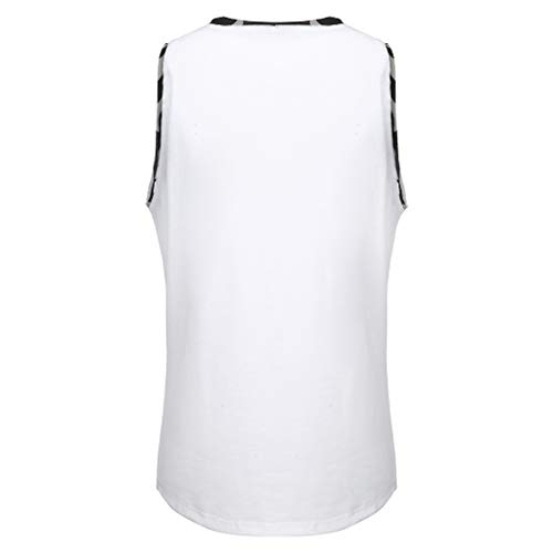 HEETEY - Camiseta Informal de Verano, con rascador de Moda para Hombres y Personalidad, para el Tiempo Libre, para Hacer Deporte, de Manga Corta, con Cuello en V Blanco XXXL