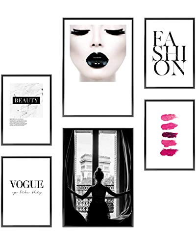 Heimlich Cuadros Decorativos - Decoración Colgante para Paredes de Sala, Dormitorios y Cocina - Arte Mural - 2 x A3 (30x42cm) et 4 x A4 (21x30cm) | Sin Marcos »Paris Fashion «