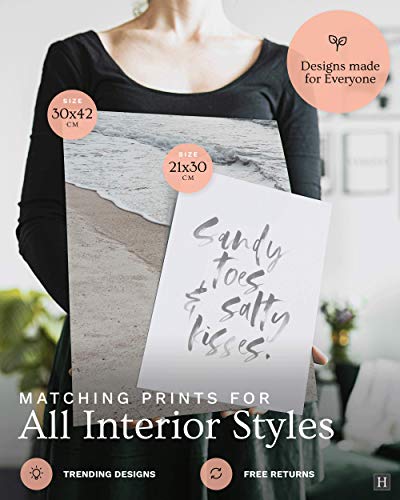 Heimlich Cuadros Decorativos - Decoración Colgante para Paredes de Sala, Dormitorios y Cocina - Arte Mural - 2 x A3 (30x42cm) et 4 x A4 (21x30cm) | Sin Marcos »Beach Time «