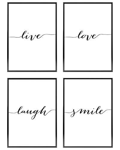 Heimlich Cuadros Decorativos - Decoración Colgante para Paredes de Sala, Dormitorios y Cocina - Arte Mural a Juego Hogar y Oficina - 4 x A4 (21x30cm) | Sin Marcos » Live Love «