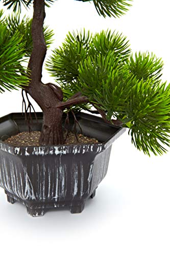 Heitmann Deco – Bonsái, planta artificial con maceta, planta verde, árbol pequeño, flores artificiales, decoración