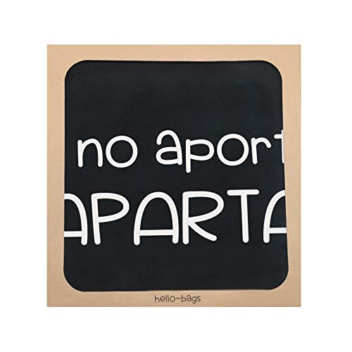 Hello-Bags Bolso Tote, Algodón 100%, Negro, con Cremallera, Forro y Bolsillo Interior, 37x38 cm + (asa: 28 cm), Incluye sobre Kraft de Regalo