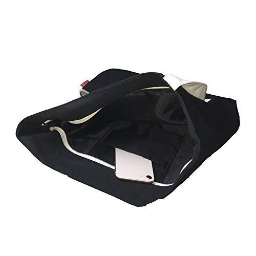 Hello-Bags Bolso Tote, Algodón 100%, Negro, con Cremallera, Forro y Bolsillo Interior, 37x38 cm + (asa: 28 cm), Incluye sobre Kraft de Regalo