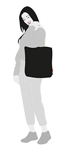 Hello-Bags - Bolso Tote de Algodón con Cremallera, Forro y Bolsillo Interior, 38 cm, Negro