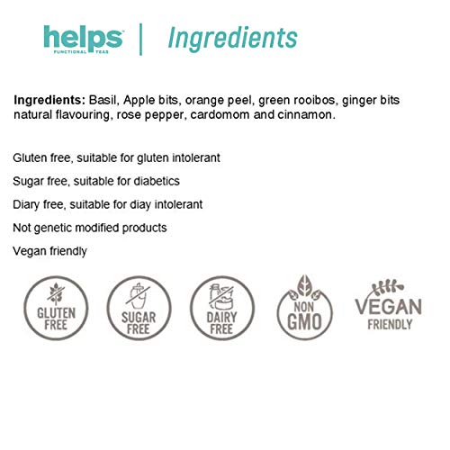 HELPS INFUSIONES - Infusión Detox De Albahaca y Jengibre. Infusión Ayurvédica Depurativa. Helps Depurative. Caja de 12 Pirámides.