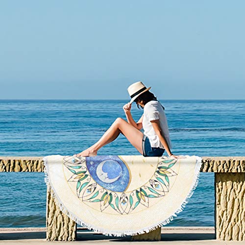 Hemoton Toallas de Playa Redondas Manta de Playa Tapicería Redonda Mantas Decorativas de Playa para Estudio en El Hogar Arena de Playa Yoga Gimnasio Piscina