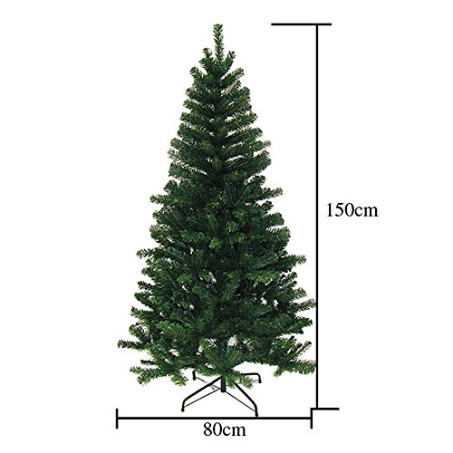 Hengda® Árbol de Navidad Artificial PINOS único Árbol Decorativo con Soporte metálico Christmas 150CM Verde con 350ramas Material PVC