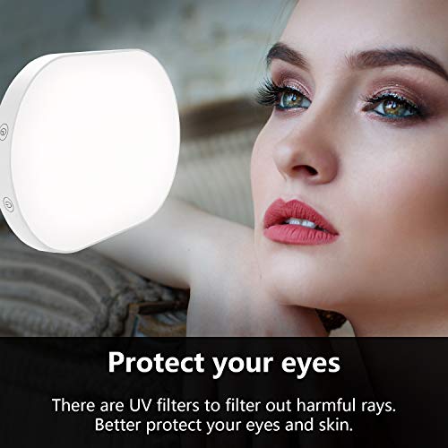 Hengda Lámpara de luz diurna 10000 LUX contra la depresión, con función de memoria y 3 niveles de luminosidad, temporizador de 60 min, lámparas de luz diurna de soporte regulable abatible 180º