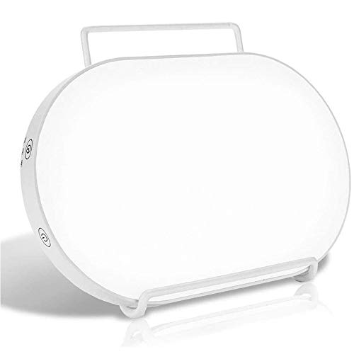 Hengda Lámpara de luz diurna 10000 LUX contra la depresión, con función de memoria y 3 niveles de luminosidad, temporizador de 60 min, lámparas de luz diurna de soporte regulable abatible 180º