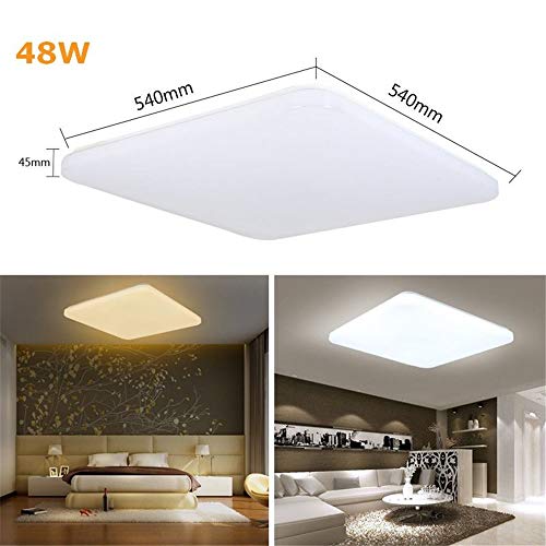 HENGMEI 48W Lámpara de techo LED Ultradelgado Plafón de techo Blanco frio LED Integrado Iluminación Interior para Pasillo Salón Cocina Dormitorio