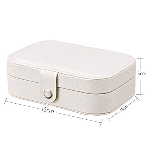 HEPAZ Caja Joyero Pequeña,PU Cuero Joyero de Viaje Cajas,ewelry Organizer para Anillos Aretes Pendientes Pulseras y Collares, Incluye un paño de Pulido Plateado(Blanco)
