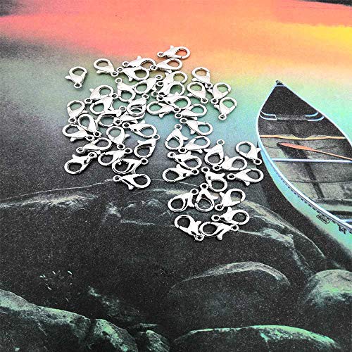 Her Kindness 100 Piezas 12 mm x 7 mm 304 Acero Inoxidable Broche de Langosta,Cierres de Pinza de Langosta,Cierres Bisuteria,para Fabricación de Bisutería