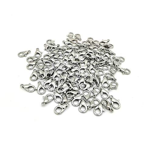 Her Kindness 100 Piezas 12 mm x 7 mm 304 Acero Inoxidable Broche de Langosta,Cierres de Pinza de Langosta,Cierres Bisuteria,para Fabricación de Bisutería
