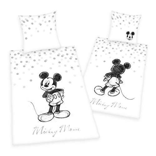 Herding - Juego de funda nórdica y funda de almohada con diseño de Mickey Mouse de Disney 80 x 80 cm + 135 x 200 cm.