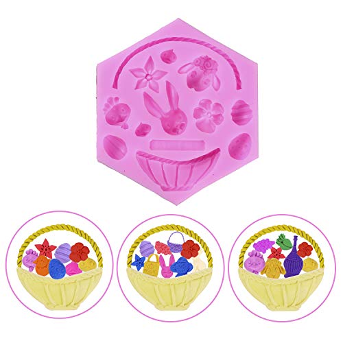 Herefun Molde de Silicona de Pascua, 3 Piezas Conejo Fondant Molde de Huevo de Pascua para Chocolate Hielo Caramelo Candy Postre