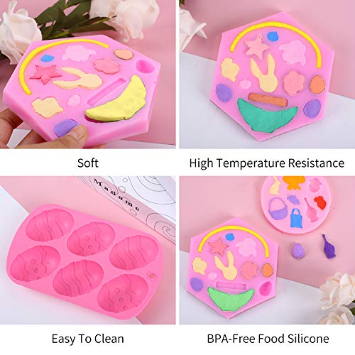 Herefun Molde de Silicona de Pascua, 3 Piezas Conejo Fondant Molde de Huevo de Pascua para Chocolate Hielo Caramelo Candy Postre