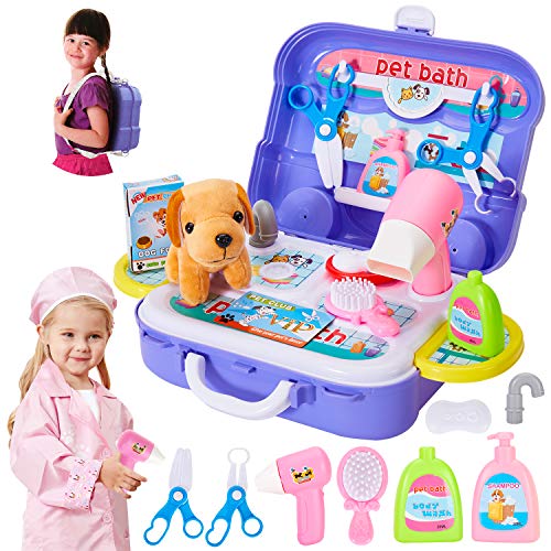 HERSITY Cuidado de Mascotas Juguete Maletin Veterinario Juguete Disfraz de Veterinario Juego de Roles Regalos para Niños Niñas 3 4 5 6 Años
