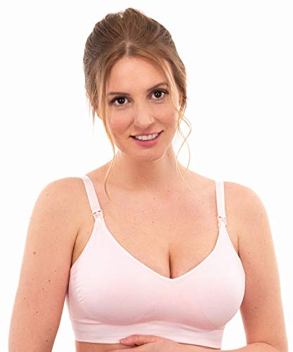 Herzmutter Sujetador De Lactancia - Sujetador de Embarazo - Sin Costura - Sujetador para Futura mamá - 5220 (M/L, Negro/Rosa)