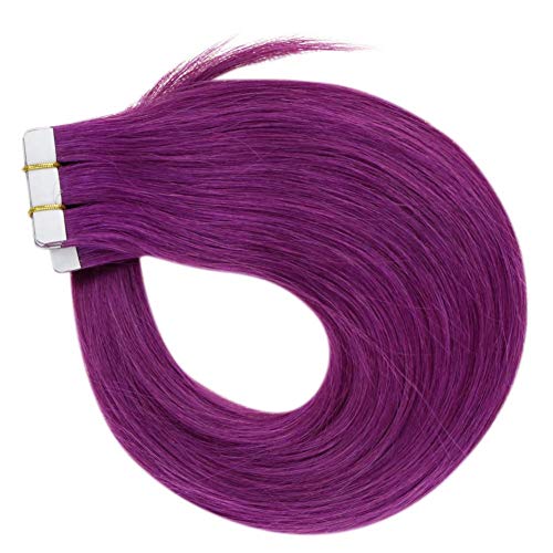 Hetto Extensiones de Tape Invisible Cabello Humano Real Natural 12 Pulgada Remy Hair Extensions Skin Weft Extensiones Cabello in Púrpura Color Fashion Hair 20g 10pcs/pack