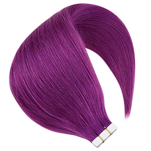 Hetto Extensiones de Tape Invisible Cabello Humano Real Natural 12 Pulgada Remy Hair Extensions Skin Weft Extensiones Cabello in Púrpura Color Fashion Hair 20g 10pcs/pack