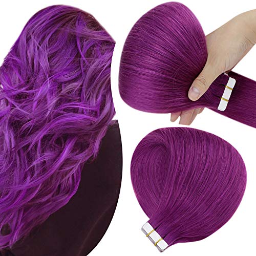 Hetto Extensiones de Tape Invisible Cabello Humano Real Natural 12 Pulgada Remy Hair Extensions Skin Weft Extensiones Cabello in Púrpura Color Fashion Hair 20g 10pcs/pack