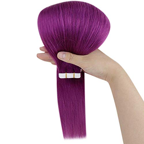 Hetto Extensiones de Tape Invisible Cabello Humano Real Natural 12 Pulgada Remy Hair Extensions Skin Weft Extensiones Cabello in Púrpura Color Fashion Hair 20g 10pcs/pack