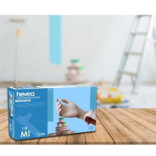Hevea Guantes de Látex desechables, sin Polvo, 1 x 100, Talla XL