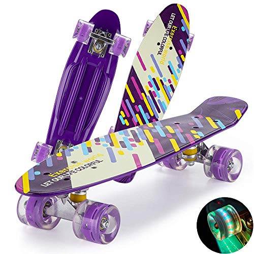 Hexiao Monopatín del Crucero Completo de Planchar Mini 22" 55 cm Junta Penny con la PU LED Ruedas, ABEC-7 rodamientos de Bolas de Regalo for Adultos Adolescentes Niños Niñas xiao1230