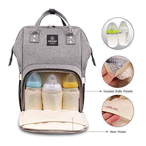 HEYI Mochilas para Pañales de Viaje - con Bolsa de Preservación de Calor, Material Impermeable, Bolsa de Hombro Grande Bolso para la Madre y el Cuidado del Bebé