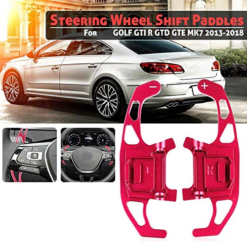HEZHOUJI Paletas de Cambio, Volantes de Aluminio Dsg Shift Paddle Shifter Extension, For-VW Volkswagen Golf Mk7 GTI R R-Line Scirocco 2013,Rojo