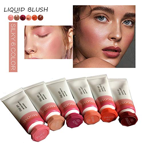 HFXLH mejillas Rubor líquido Cloud - Cara Rubor Duradera pegajoso líquido del Color de aclarar la Piel Blusher.for 6 Colores Profesional de los Artistas de Maquillaje Maquillaje,