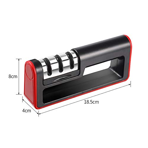 HH1 Lentes de Cuchillo, de 3 etapas Sacapuntas, sacapuntas Manual Muy Simple para Blunt Acero, Pelar, Cook y Cuchillo