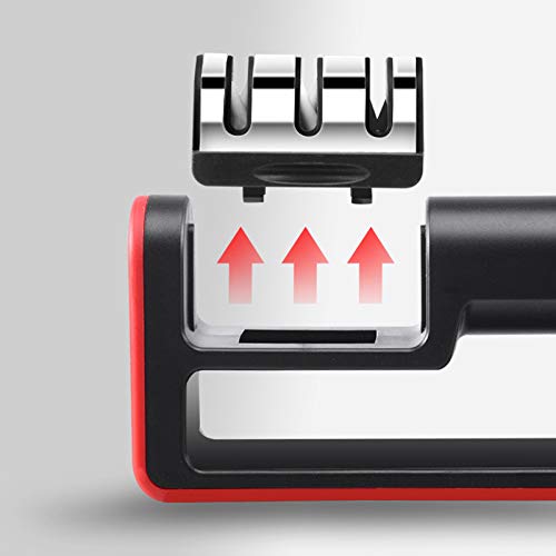 HH1 Lentes de Cuchillo, de 3 etapas Sacapuntas, sacapuntas Manual Muy Simple para Blunt Acero, Pelar, Cook y Cuchillo