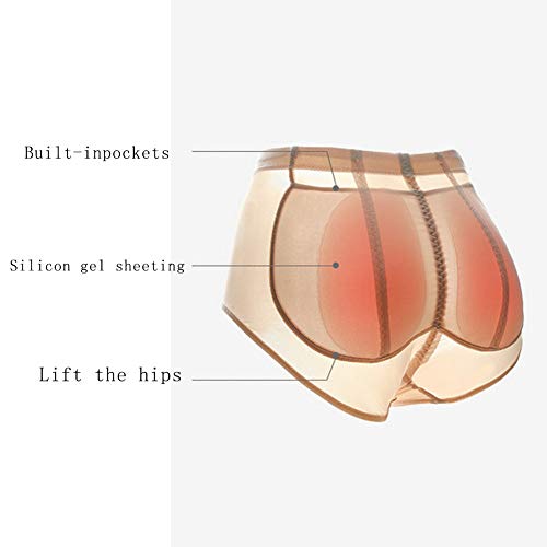 Hhwei Almohadillas para Trasero de Silicona, Glúteos Falsos, Bragas Acolchadas, Ropa Interior de Cadera, Push-up,Beige,S
