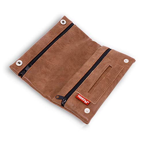 HIBRON Tabaquera Pitillera Funda Bolso para Tabaco de Liar Cuero Estuche para Tabaco de Liar, 58105 Marrón