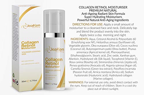 HIDRATANTE DE CREMAS CON RETINOL - Potente Botella de 50 ml Crema Facial Sin Parabenos Con Acido Retinoico Puro - Contiene Ácido Hialurónico y Una Gama de Poderosos Ingredientes Antiedad Naturales