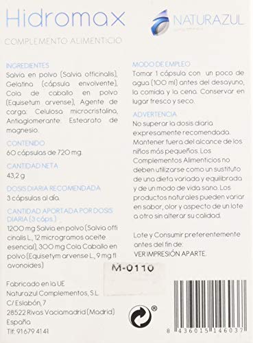 Hidromax, Complemento Alimenticio, 60 Cápsulas
