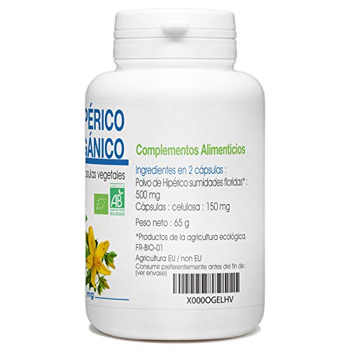 Hierba de San Juan - Hipérico Orgánico - 250mg - 200 cápsulas vegetales