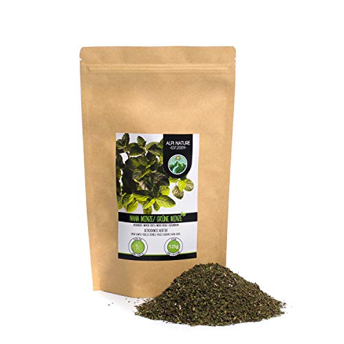 Hierbabuena (125g), corte menta verde, suavemente secado, 100% puro y natural para la preparación de té, menta marroquí, té de hierbas