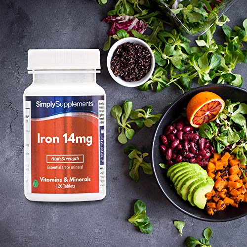 Hierro 14mg - ¡Bote para 4 meses! - Apto para veganos - 120 Comprimidos - SimplySupplements