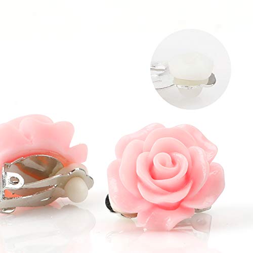 Hifot 16 Pares Pendientes de Clip Pendientes de diseño sin Perforaciones Vestir Accesorios de joyería Princesa para niñas niños pequeños en 2 Cajas claras
