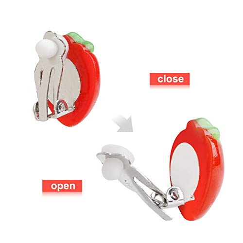 Hifot 16 Pares Pendientes de Clip Pendientes de diseño sin Perforaciones Vestir Accesorios de joyería Princesa para niñas niños pequeños en 2 Cajas claras