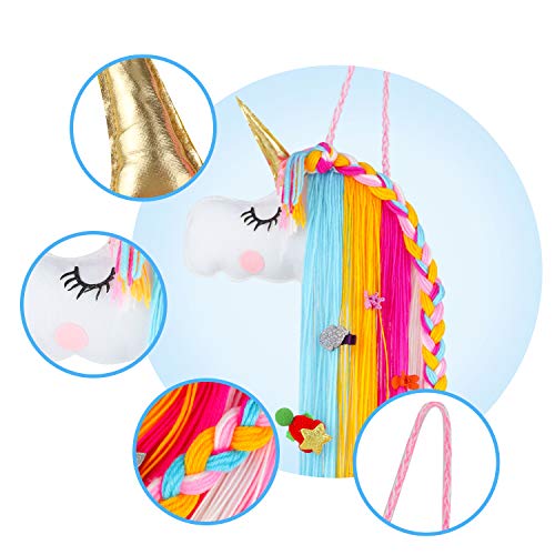 Hifot Niña Unicornio Pinza Pelo Organizador, Lazos Pelo Horquillas Pelo Clips de Pelo Accesorios Pelo Gomas Pelo Colgante Almacenamiento, niños Unicorn Decoración de Pared habitación