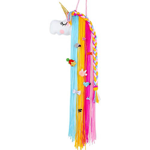 Hifot Niña Unicornio Pinza Pelo Organizador, Lazos Pelo Horquillas Pelo Clips de Pelo Accesorios Pelo Gomas Pelo Colgante Almacenamiento, niños Unicorn Decoración de Pared habitación