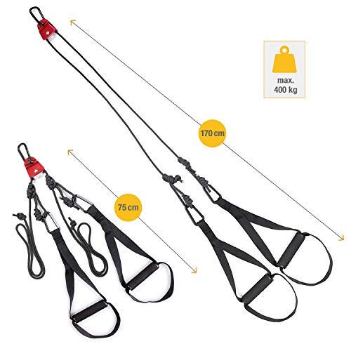 High Pulse Entrenamiento Suspension (7 piezas) – Kit fitness + polea, anclaje para puerta, fijación para pared, póster, cartel para puerta, funda y banda de resistencia