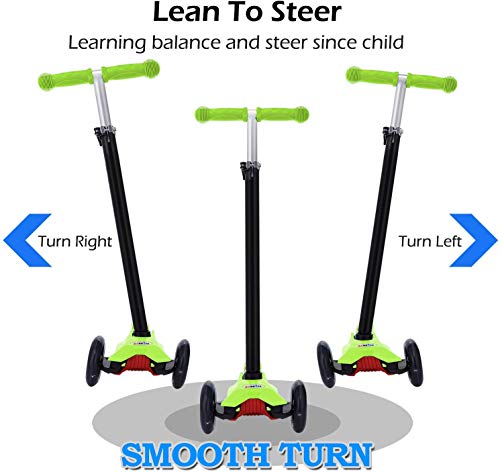 Hikole Patinete Infantil 3 Ruedas, Niños de Altura Ajustable Scooter para Niños y Niñas 3-12, luz LED Intermitente Ruedas de PU (Almacén Europeo)