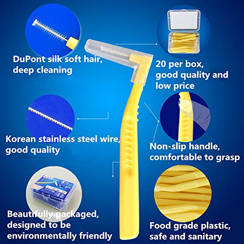 Hilai 1 Caja de Cepillo Interdental Cepillo de Cepillo de Dientes Herramienta Dental Ortodoncia Oral Care Angular Cepillo de Limpieza Para Boca y Encías Sanas(1.0-1.2mm, Azul)