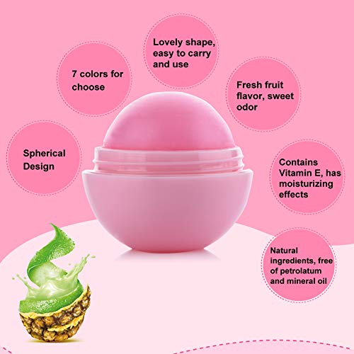 Hilai 1pc Bola Linda en Forma de bálsamo Labial con Sabor a Frutas Que humedece profundamente(Fresa)